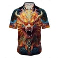 thumbnail image 4 of Camisas gráficas de animales coloridos con estampado completo para hombre, camisa de playa hawaiana de manga corta, camisa informal de verano holgada con botones para fiesta, 4 of 5