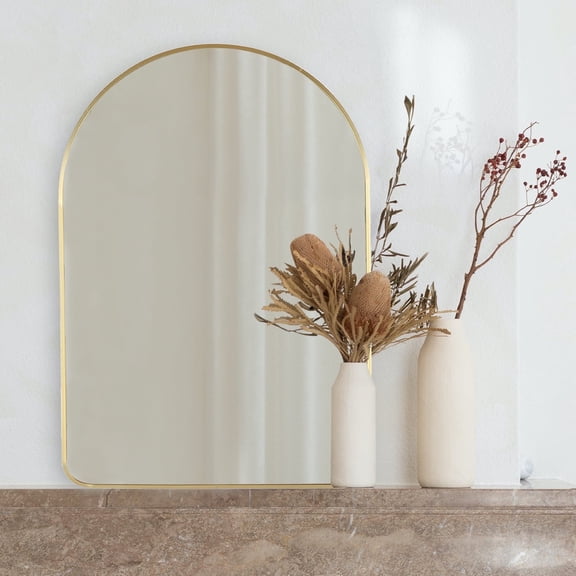 24x36 Gold Metal Arch Wall Mirror