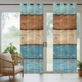 thumbnail image 5 of Outdoor Curtains for Patio Waterproof, Farmhouse Light Blue Brown Outdoor Privacy Panels Grommet, Vintage Wooden Striped Blackout Outside Curtains for Porch/Cabana/Pergola/Gazebo 54"x95", 1 Panel, 5 of 8