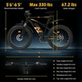 thumbnail image 5 of ZDZA Electric Bike for Adults, 1500W Peak E-Mountain Bicycle, 26" Fat Tire 28mph Ebike, 48V 624Wh Removable, 7 Speed and Dual Suspension UL2849 By SGS, 5 of 8