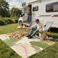 thumbnail image 4 of Outdoor & Indoor Area Rug 5'x8', Waterproof, Non-Shedding, Easy Cleaning, Leaf Mat for Patio, Living Room, Balcony, Dining Room, RV, Deck, Bedroom, Camping, Outside Carpet, Beige Grey, 4 of 10