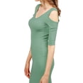 thumbnail image 4 of FashionOutfit Women's Solid Soft Stretch Ribbed Cut out Shoulder Bodycon Midi Dress, 4 of 4