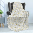 thumbnail image 4 of Cartoon Soft Flannel Fleece Throw Blanket, Spring Happiness Pattern with Flowers and Botanical Items in Doodle Style, Cozy Plush for Indoor and Outdoor Use, 60" x 80", Multicolor, by Ambesonne, 4 of 5