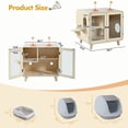 thumbnail image 2 of Mirightone Cat Litter Box Enclosure with LED Light, TV-Style Cat House with Stairs and Glass Doors, Hidden Cat Litter Box Furniture with Pom-pom Toys & Litter Leak Walkway (Beige), 2 of 8