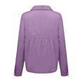 thumbnail image 4 of Womens Cotton Linen Button Down Shirts Loose Fit Long Sleeve Collared Blouse Casual V Neck Tops Outfits S-3XL Purple 2XL, 4 of 6