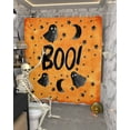 thumbnail image 5 of Halloween Black Shower Curtain Set ，Waterproof Fabric Shower Curtains Orange Ghosts Stars Full Moon Night Boo Shower Curtains for Bathroom,Bathroom Decor 72"x72", 5 of 6