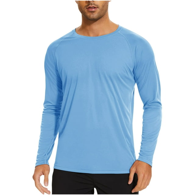 Shirts for Men, Mens Summer Solid Color Sunscreen Is Lightweight Breathable and Solid Color Long Sleeved