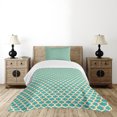 thumbnail image 4 of Ambesonne Geometric Quilted Bedspread Set 2 Pcs, Seventies Retro Form, Twin Size, Orange White Teal, 4 of 5