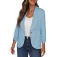 thumbnail image 5 of UAMVSH Womens Casual Blazers Open Front One Button Ruffle Long Sleeve Suit Jacket Work Office Dressy Coats Shawl Collar Outerwear(X-Large,Blue 1), 5 of 6
