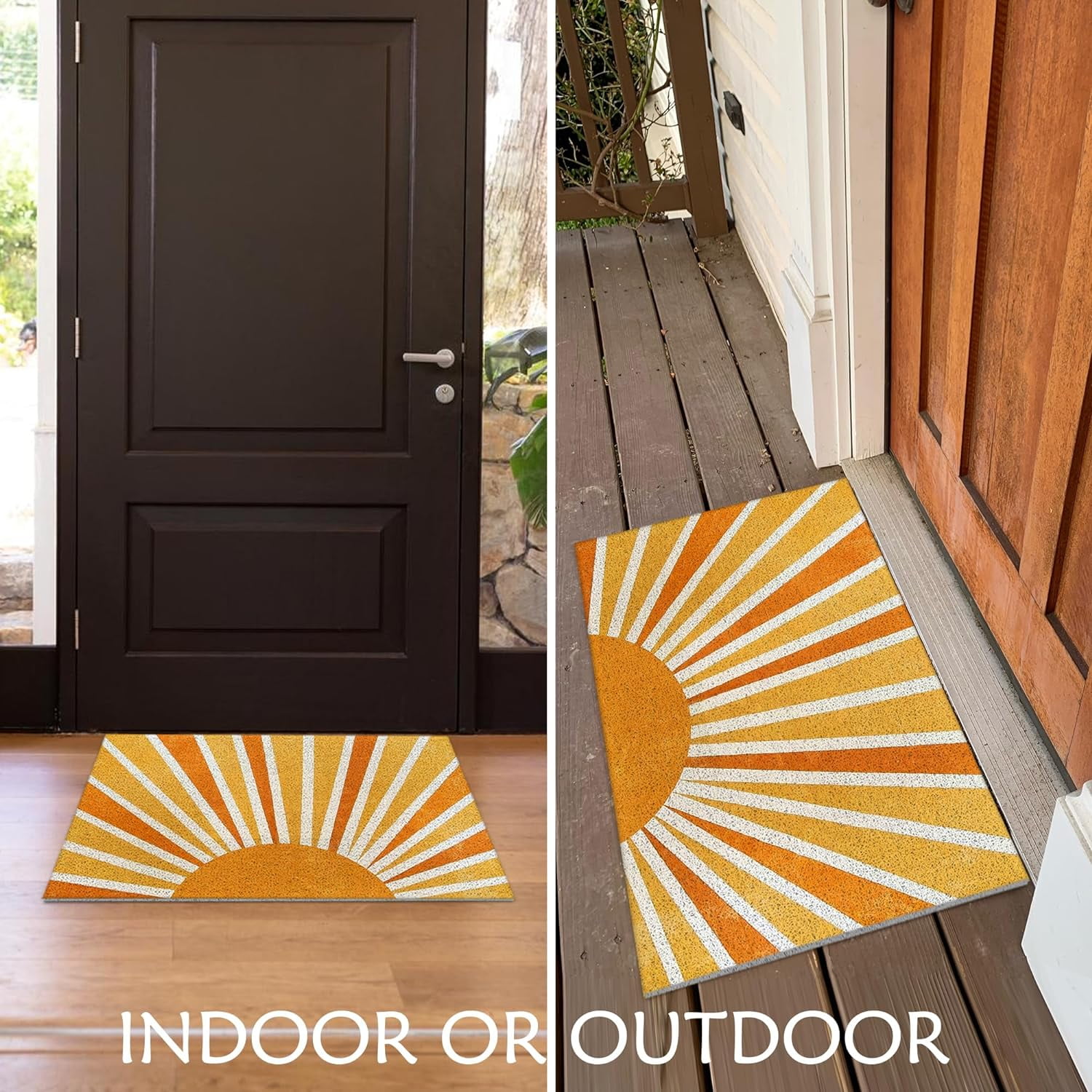 Boho Door Mats Outdoor - Retro Sun Front Door Mat, Boho Welcome Mat, Boho Door Mat Doormat Outdoor Indoor Entrance, Indoor Door Mats for Entryway, 17x30