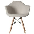 thumbnail image 2 of Mid-Century Modern Style Fabric Lined Armchair with Beech Wooden Legs, 2 of 7