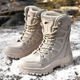 thumbnail image 2 of Botas de nieve de gran tamaño para parejas de invierno al aire libre, botas de nieve de caña alta con forro polar grueso para senderismo y mujeres para hombres, 2 of 6