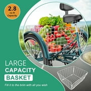 MOONCOOL Adult Tricycles 7 Speed, Adult Trikes 24 / 26 inch 3 Wheel Bikes, Three-Wheeled Bicycles Cruise Trike with Shopping Basket for Seniors, Women, Men