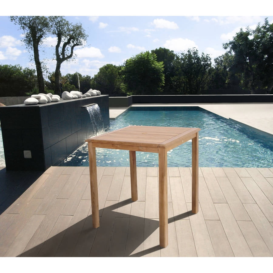 Amazonia Ares Bar Table Set With 4 Texas Teak Wood Barstools, Brown