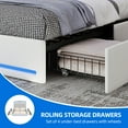 thumbnail image 5 of DEXTRUS Upholstered King Size Bed Frame with Drawers & Tall Headboard, Velvet Bed Frame with LED Lights & Charging Station, White, 5 of 9