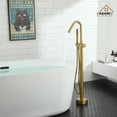 thumbnail image 4 of CASAINC Single-Handle Freestanding Floor Mount Roman Tub Faucet Bathtub Filler with Hand Shower in Brushed Brass, 4 of 10