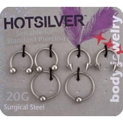 Womens 20G Basics Nose Ring Value Pack - Horseshoe & Captive Bead
