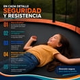 thumbnail image 4 of Trampolin Brincolin 8 pies 2.44 m con red de seguridad, certificado por ASTM, estructura de acero anti-corrosivo reforzado, lona de salto y red de seguridad con resistencia UV, 4 of 15