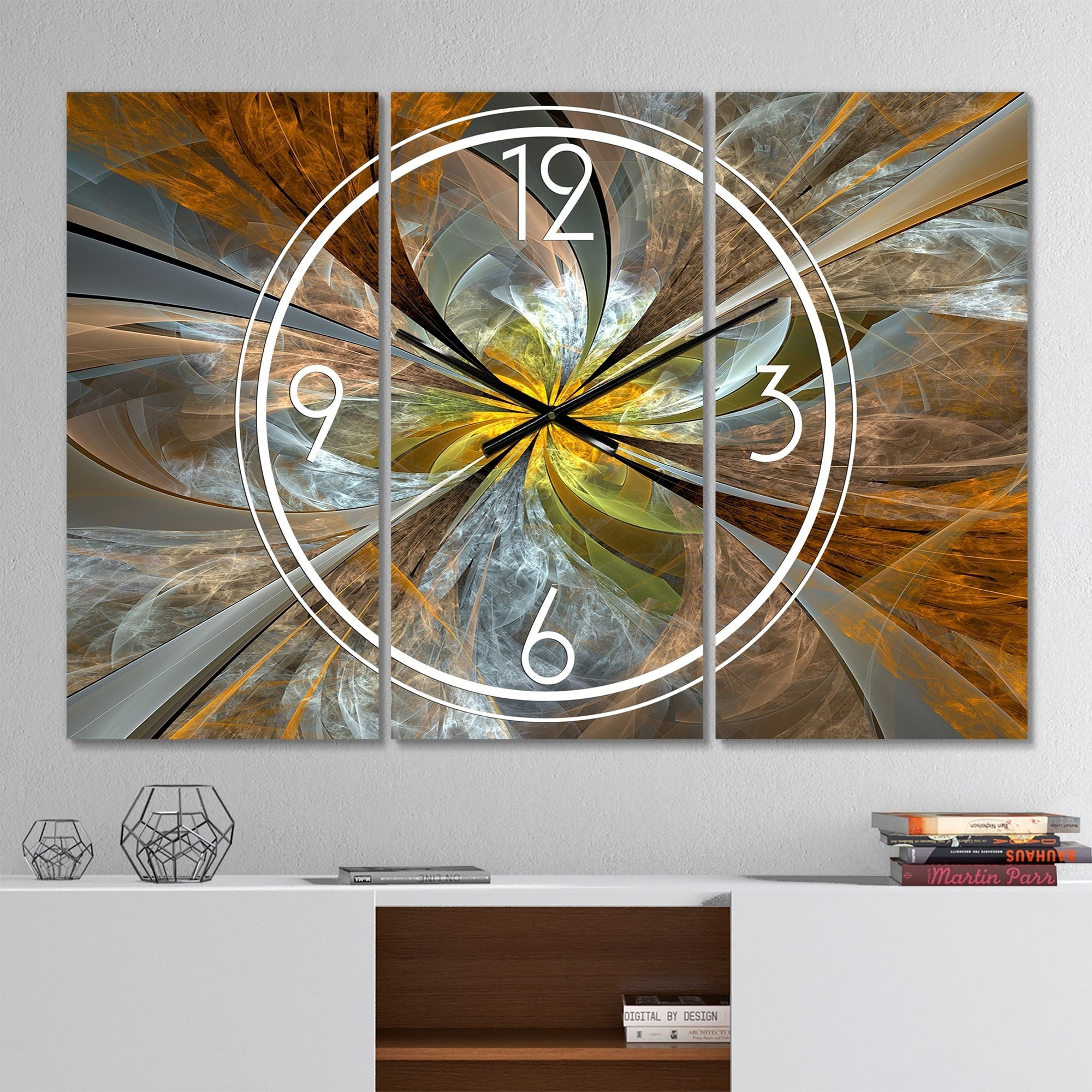 DESIGN ART Designart ‘Symmetrical Yellow Fractal Flower’ Modern 3