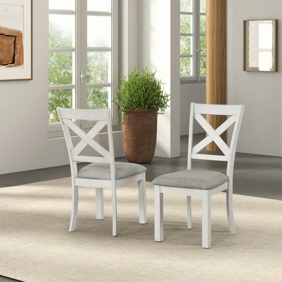 Furniture of America Twinns Rustic Cross Back Dining Chairs, White (Set of 2)