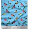 thumbnail image 2 of Soimoi Blue Cotton Duck Fabric Rufous Flycatcher Bird Decor Fabric Printed Yard 44 Inch Wide, 2 of 3