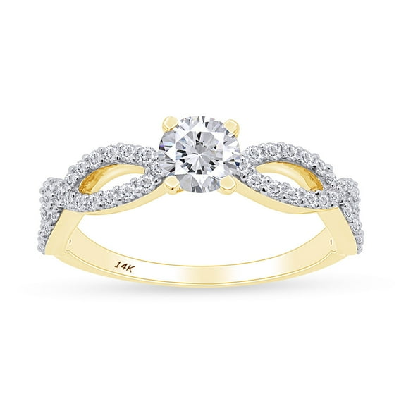 AFFY 1.02 Ct White Natural Diamond Infinity Engagement Ring in 14k Yellow Gold Ring Size - 4