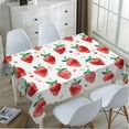 thumbnail image 4 of Red Strawberry Decorative Rectangle Tablecloth Summer Fruits Strawberry Leaves Polyester Table Cloths Kitchen Table Cover for Dining BBQ Picnic Coffee Table 60 x 84 Inch 6-8 Seats, 4 of 5