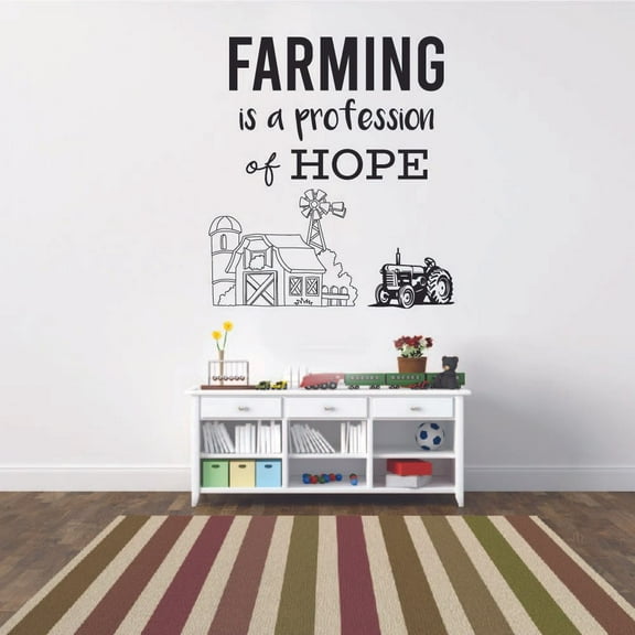 Farming is A Profession of Hope Farm Life Farm Living Quotes Wall Sticker For Home Barn Room Bedroom House Art Decal House Fun Home Decors Stickers Wall Art Vinyl Decoration Size (40x40 inch)