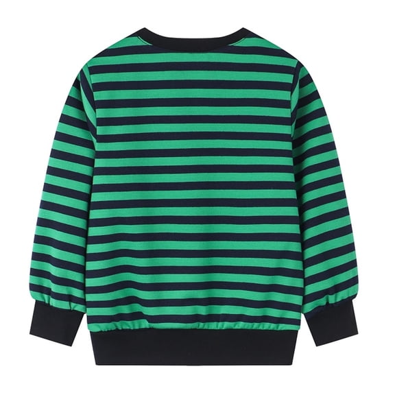 Gubotare Boys' Long Sleeve Crewneck Tee Basic T Shirt Casual Stripe Prints Sweatershirt Tees Shirt Tops,Green 9-10 Years