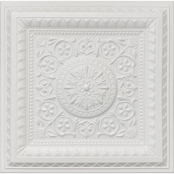 20x20 Styrofoam Ceiling Tiles Glue-Up Decorative Panels for Easy DIY Install, Home & Basement Renovation. R49 Milan, Plain White, Lot/8