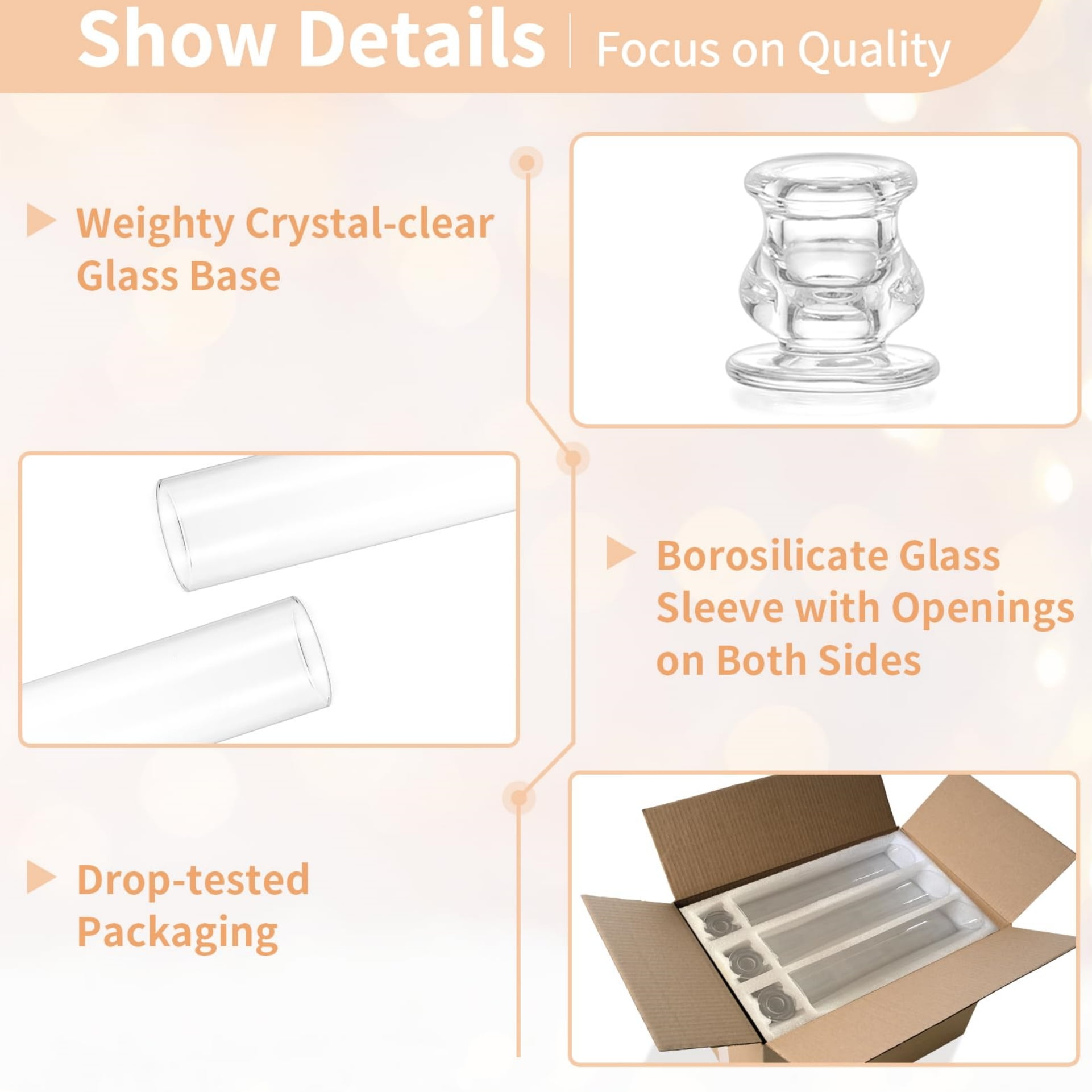 Glasseam Set of 30 Hurricane Candle Holders Bulk: Minimalist Clear Glass Cylinders for Taper Candles Event Wedding Centerpiece Thanksgiving Christmas Party Table Decor 2.36"x12.6"