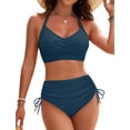 thumbnail image 1 of Set de bikini Blooming Jelly para mujer, cintura alta, azul XL, 1 of 6