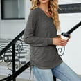 thumbnail image 5 of Scyoekwg Western Tops for Women V-Neck Side Tie Tunic Shirts Lightweight Loose Tshirt Tops for Women Trendy Long Sleeve Dressy Casual Blouse Solid Color Blouses (Dark Gray,L), 5 of 7