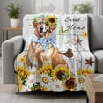 thumbnail image 2 of Sunflowers Dog Blanket Soft Cozy Warm Throw Blanket for Couch, Plush Fuzzy Flannel Fleece Blankets for Sofa, Spring Watercolor Floral Stars Wood Grain Bed Blankets Lightweight Gifts for Men, 30"x40", 2 of 9