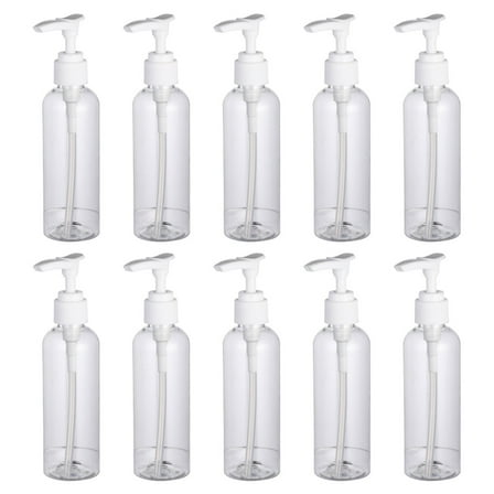 Masteelf  10 Pcs Empty Bottles for Travel Pump Refillable Shampoo and Conditioner Transparent
