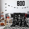 thumbnail image 6 of Halloween Fuzzy Flannel Blanket Dancing Skeleton Throw Blanket Black Soft Blanket for Farmhouse Home Chair Sofa Couch Bed Black Black, 6 of 7