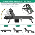 thumbnail image 4 of Folding Lounge Chair with Mattress, 4 Position Adjustable Folding Sleeping Bed Cot Patio Chaise Lounge Chairs Perfect for Sunbathing, Camping, Pool, Beach, Patio, 4 of 6