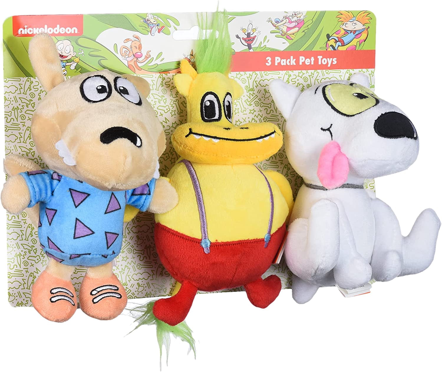 Nickelodeon Rocko's Modern Life 3 Piece Dog Toy Set | Rocko, Spunky, Heffer 6 Inch Dog Toy Figures, Squeaky Dog Toys from Nickelodeon | Nickelodeon Toys for Dogs, Squeak Dog Toys