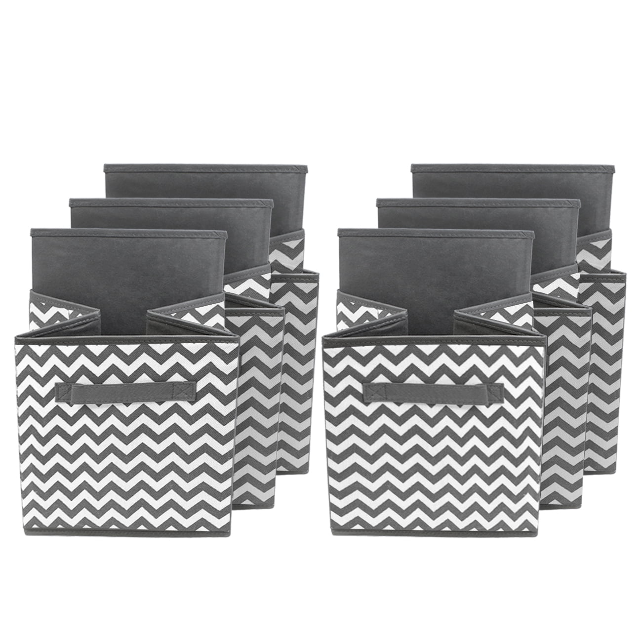 Sorbus Foldable Fabric Cube Storage Basket Bins for Adults and Children (Chevron Gray/White, 6-Pack)