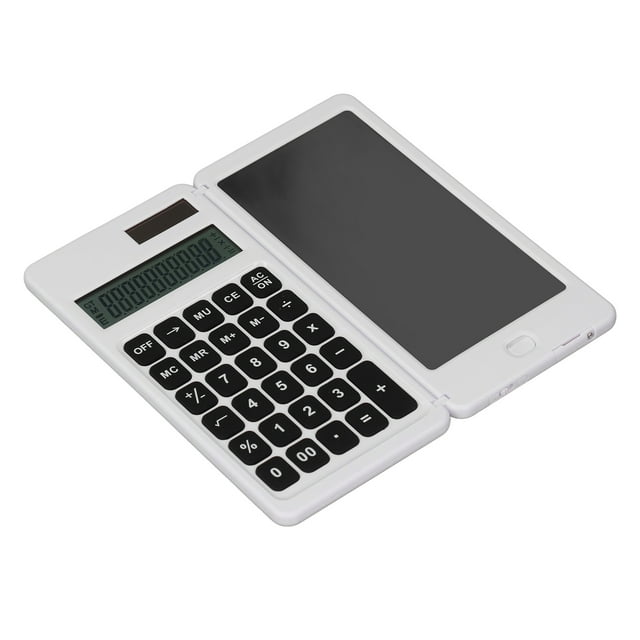 Solar Powered Pocket Desktop Calculator with LCD Writing Pad Silent Button Notepad for Study