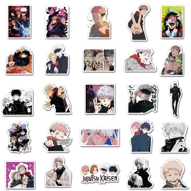 taicanon jujutsu kaisen stickers for water bottle 50pcs japanese anime stickers waterproof bike skateboard luggage decal 50pcs style 1 walmart com