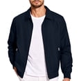 thumbnail image 3 of XUNKUSGA Men's Lightweight Jackets Classic Solid Color Collared Zip Up Jackets for Men Casual Long Sleeve Ribbed Cuff windbreaker jacket Golf Windproof Coat with Zipper Pockets Navy XL, 3 of 9