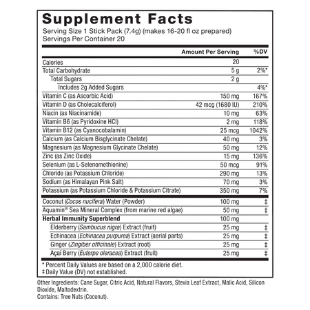 Force Factor Liquid Labs Immunity Electrolytes Powder & Immune Support Supplement, Hydration Packets with Immunity Vitamins, Electrolytes, Minerals, & Antioxidants, Fresh Citrus Flavor, 20 Stick Packs