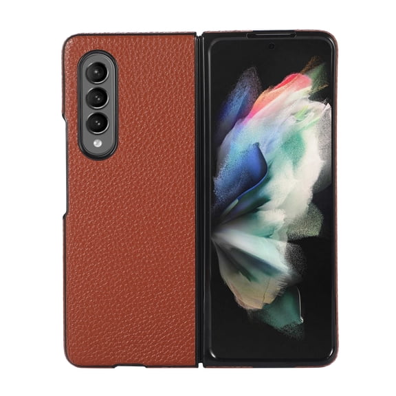 Nalacover Slim PU Case for Samsung Galaxy Z Fold4 5G 2022, Anti-Scratch Flip Premium Leather Lightweight Shockproof Cover for Galaxy Z Fold 4 (7.6 inch), Brown