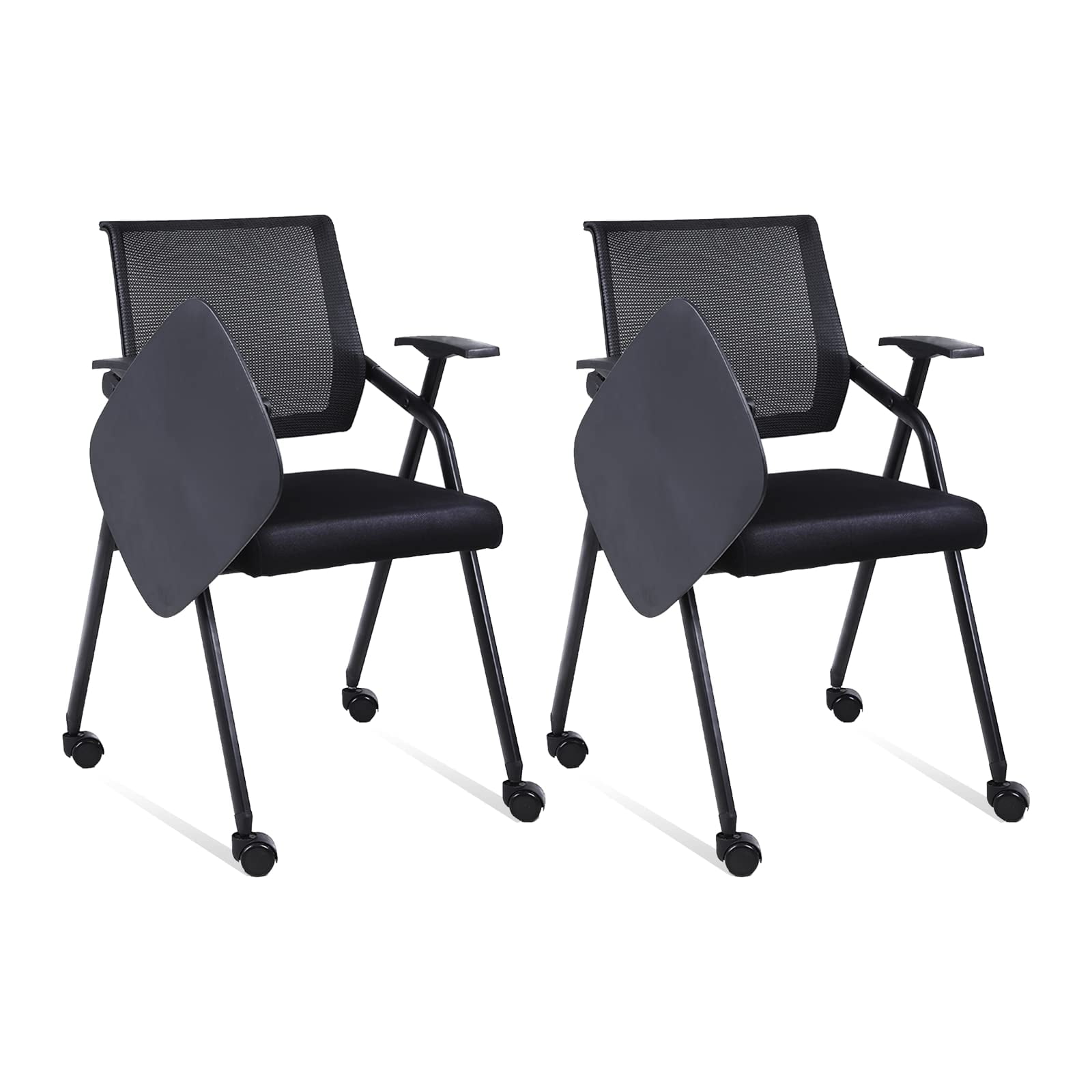 KLASIKA 2pack Waiting Room Chairs with Wheels, Adjustable Mesh Backrest