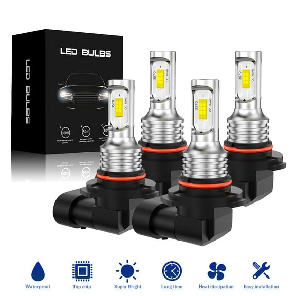 4PCS 9005 9006 LED Headlights Kit Combo Bulbs 6500K High Low Beam Super White Bright LED Conversion Kit Front Left Right Side, Front LED Headlights Hi-Lo Beam Bulbs Combo Super Bright White