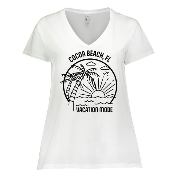 Inktastic Summer Vacation Mode Cocoa Beach Florida Women's Plus Size V-Neck T-Shirt