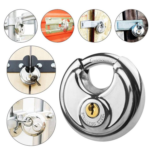 SDNall Stainless Steel Round Cake Lock Warehouse Door Lock Chain Lock All Copper Heart Padlock