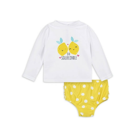 Gerber Baby & Toddler Girl Rashguard & Swim Bottoms Set with UPF 50 , 2-Piece, (0/3M - 5T)