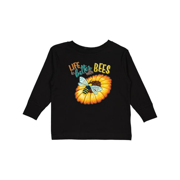 Inktastic Life Is Better With Bees- bee on flower Boys or Girls Long Sleeve Toddler T-Shirt